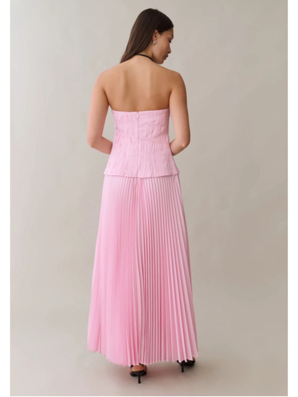 Women's Few Moda o.p.t Strapless Pleated Maxi Dress, Pink Sz 10 - Picture 4 of 12